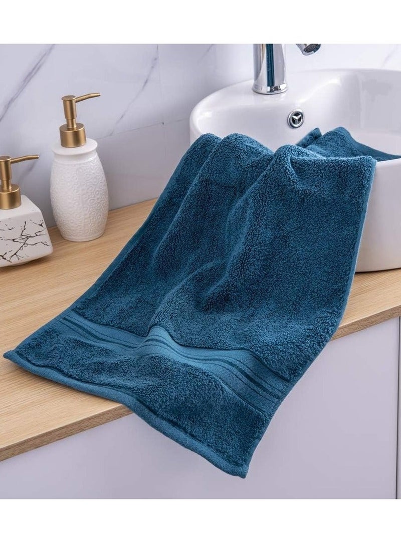 joyzzz Luxury Bath Towels Set 3 Pack, Towel Set 100% Cotton (1 Large Bath Towel, 1 Hand Towel, 1 Washcloth) Ultra Soft and Highly Absorbent, for Bathroom, Hotel, Spa, Beach and Gym-Blue - Image 5